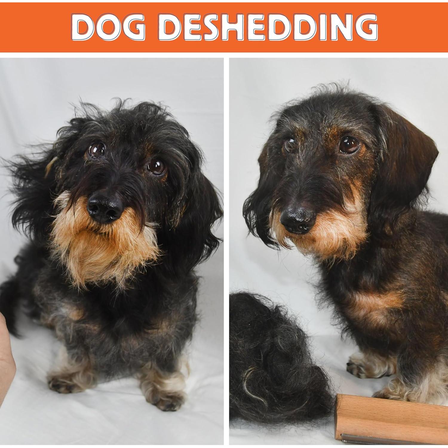 Cepillo Deshedding Jocomb para Perros, Gatos y Caballos - Mango de Madera Ergonomico