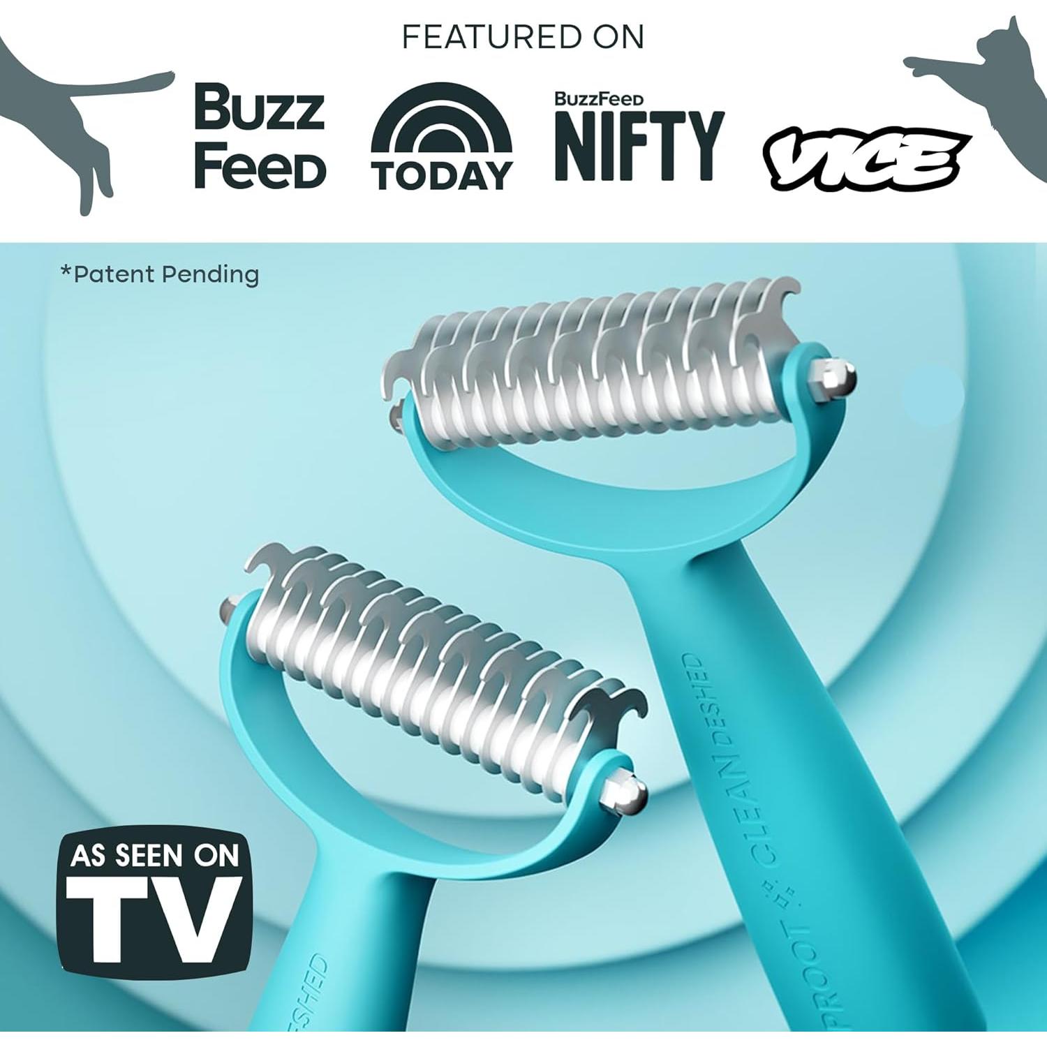 Rastrillo Deshedding Uproot para Perros y Gatos - Cepillo 2 en 1