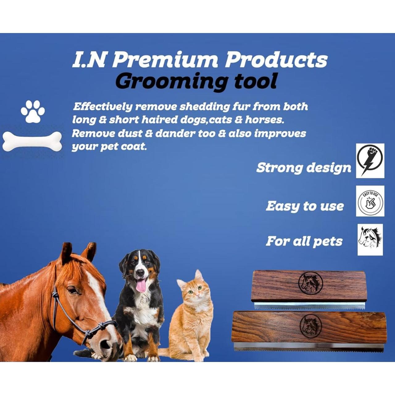 Cepillo Deshedding I.N Premium para Perros, Gatos y Caballos 12.7 cm
