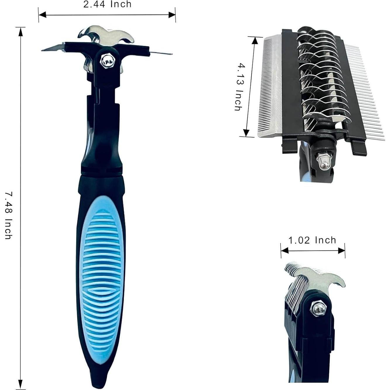 Cepillo 3-en-1 KVEXLIM para Perros y Gatos - Doble Cara, Acero Inoxidable
