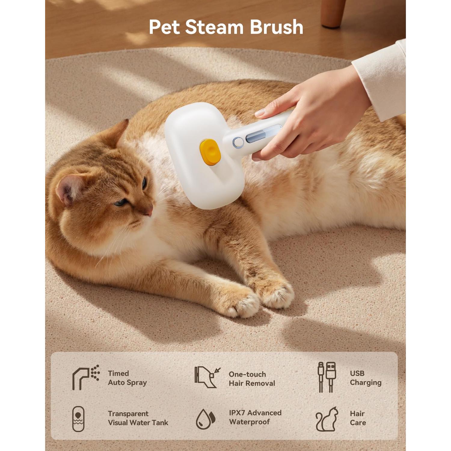 Cepillo de Vapor 3-en-1 ROJECO para Mascotas - Inalámbrico