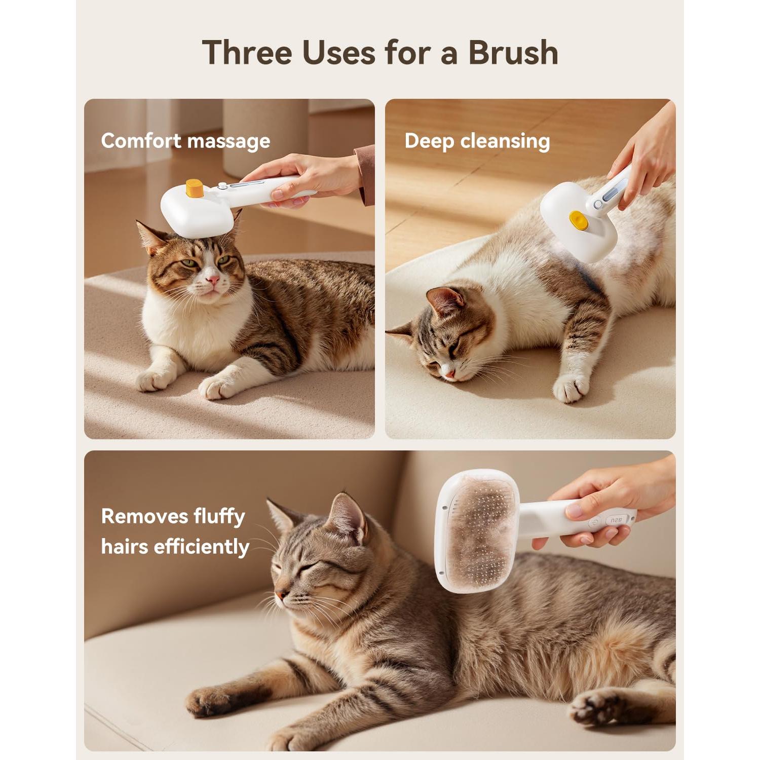 Cepillo de Vapor 3-en-1 ROJECO para Mascotas - Inalámbrico