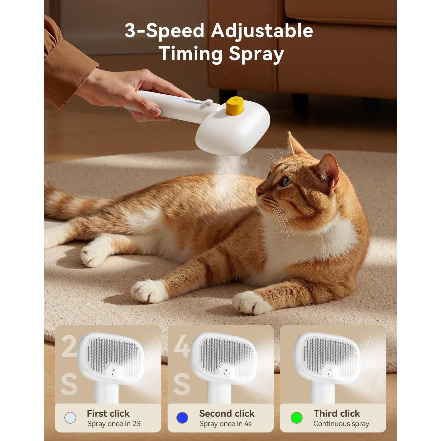 Cepillo de Vapor 3-en-1 ROJECO para Mascotas - Inalámbrico