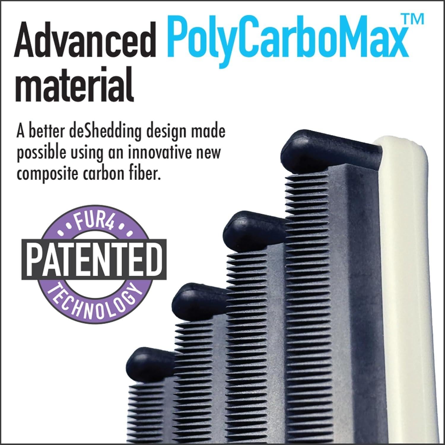 Cepillo Deshedding para Gatos FUR4 Pelo Largo - 4 Bordes de Fibra de Carbono