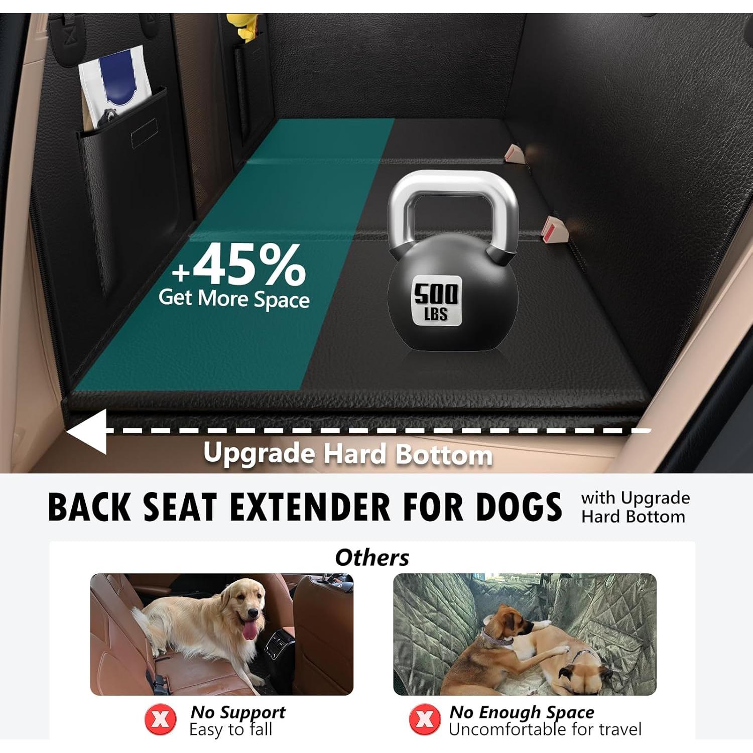 Extensor de Asiento Trasero para Perros FULIDOUER Negro 65x46cm