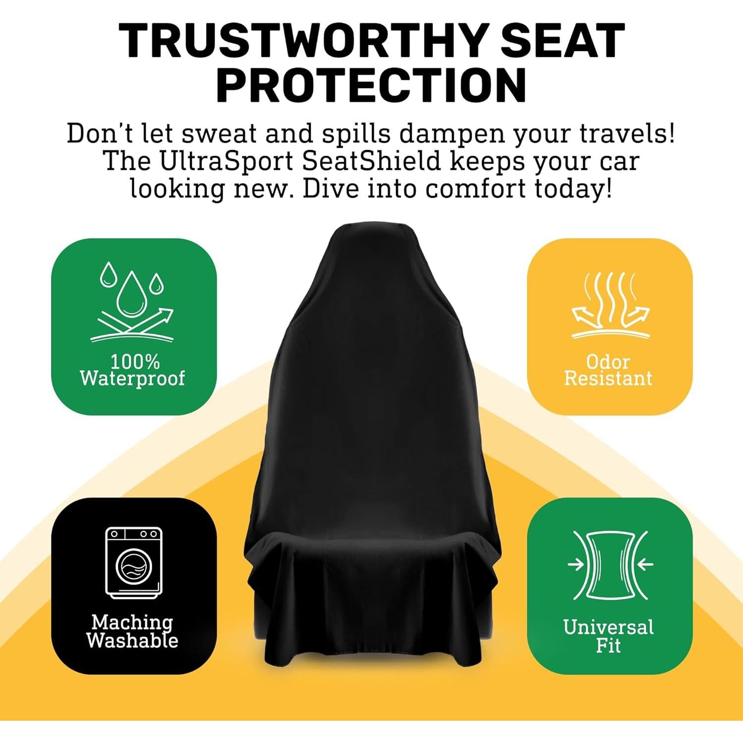 Cubierta de Asiento de Coche Impermeable Waterproof SeatShield - Ajuste Universal, Negro