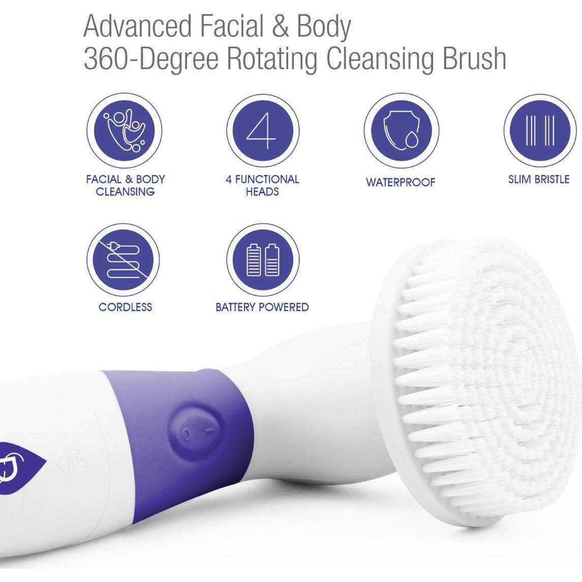 Cepillo de Limpieza Facial y Corporal Pursonic Aqua - 4 Cabezas