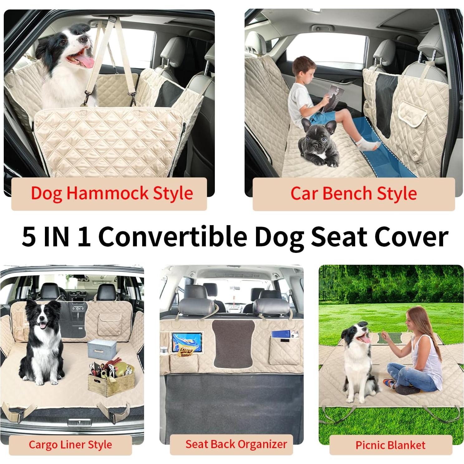 Funda de Asiento para Perros Bark Lover 5 en 1 Beige 132x147cm