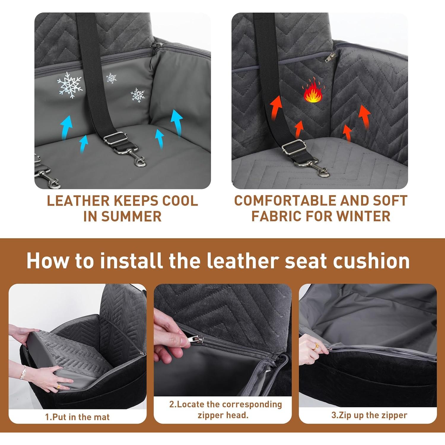 Asiento de Coche Elevador para Perros Anywish Gris 48x48 cm