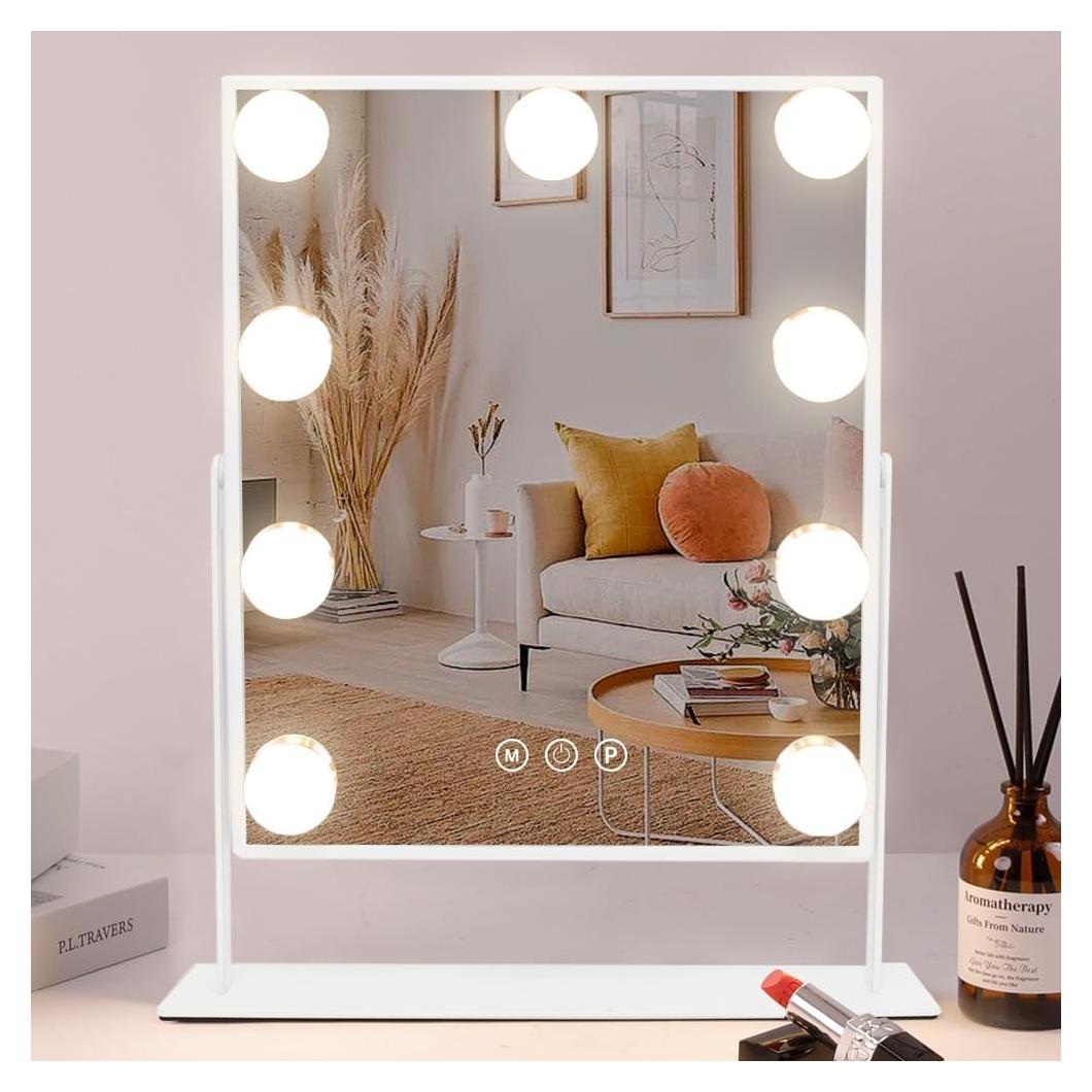 Espejo de Tocador Iluminado COOLJEEN 30.5x25.4cm 10X Aumento