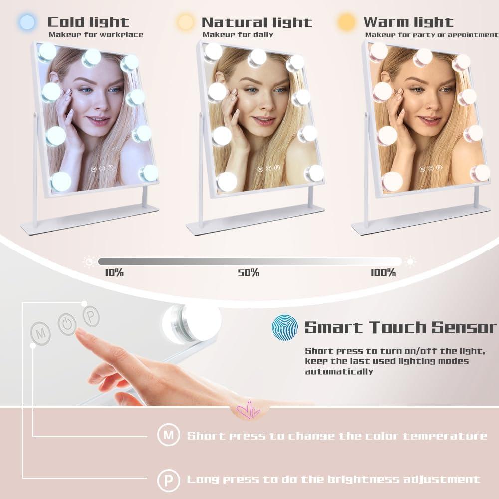 Espejo de Tocador Iluminado COOLJEEN 30.5x25.4cm 10X Aumento