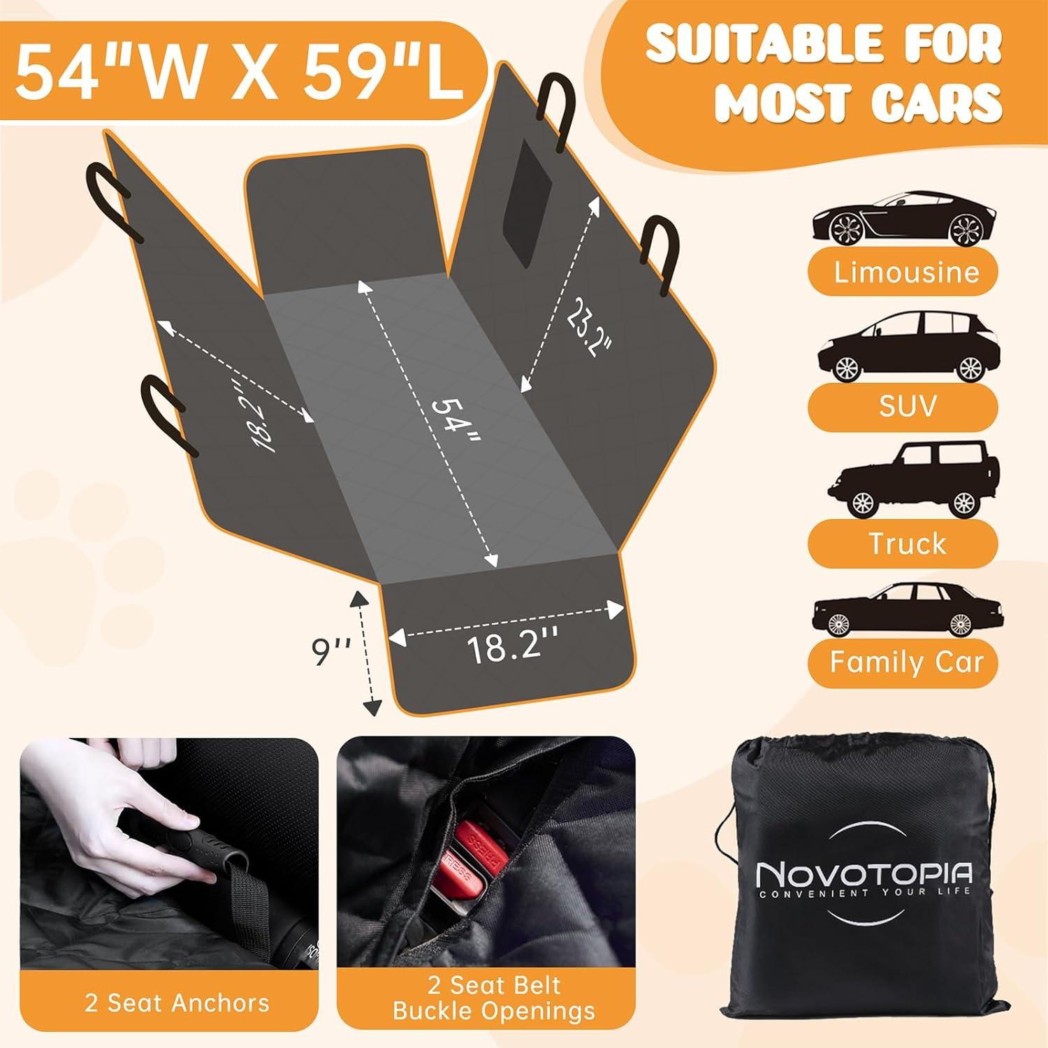 Funda de Asiento para Perros Novotopia Negra 137x150 cm Impermeable