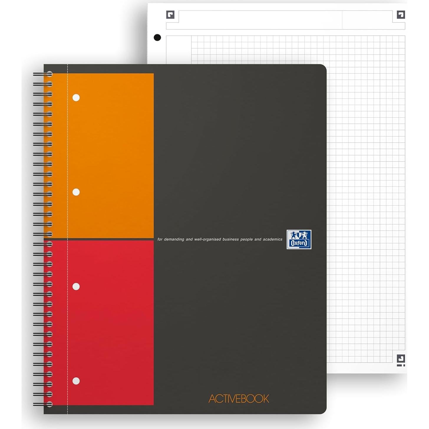Cuaderno OXFORD Activebook A4 Cuadriculado 80 Hojas Gris