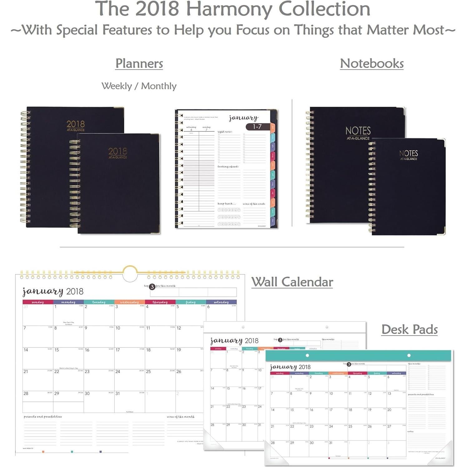 Cuaderno AT-A-GLANCE Harmony 21x28 cm Rayado 80 Hojas Azul