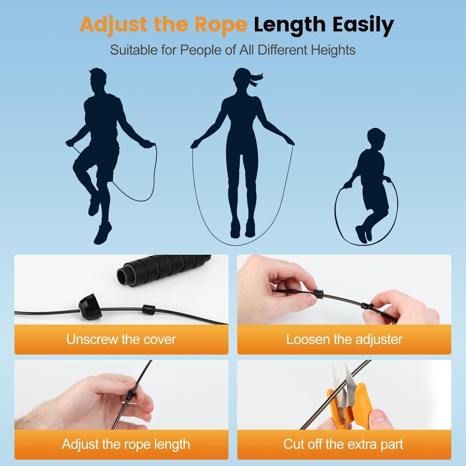 Cuerda de Salto con Peso Elicho Ajustable 2.8m para Ejercicio