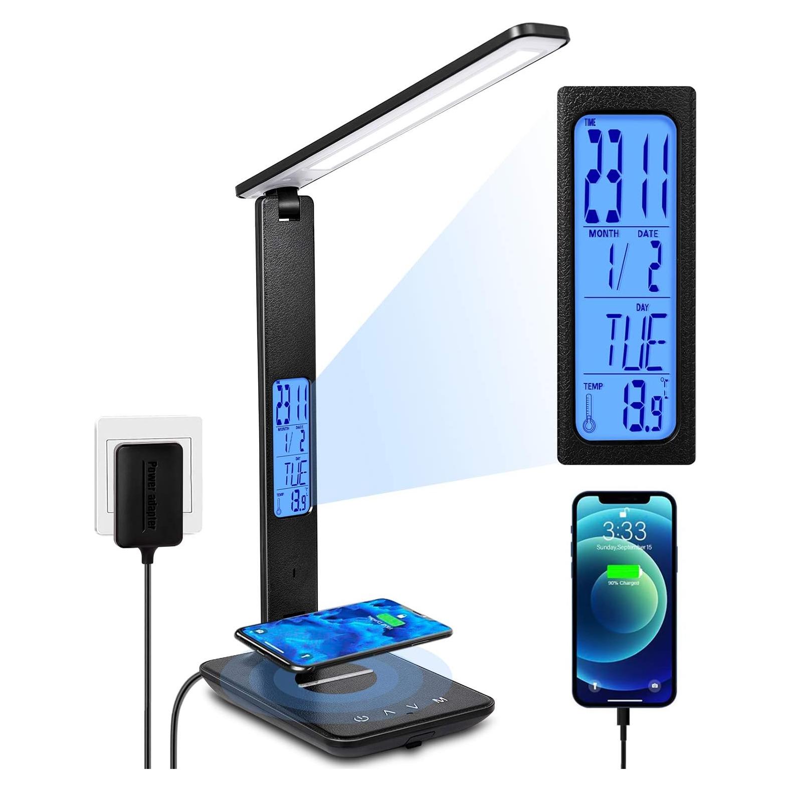 Lámpara de Escritorio LED XIZDDL con Cargador Inalámbrico