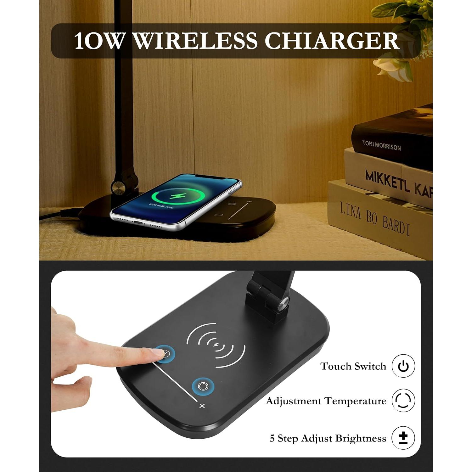 Lámpara de Escritorio LED Faithorse T02-BK 21W Carga Inalámbrica