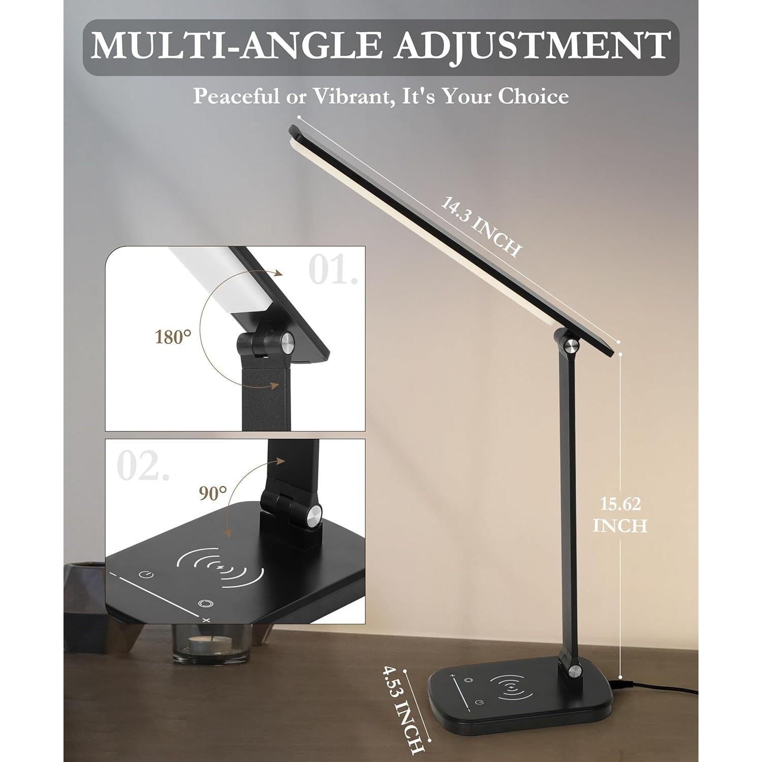 Lámpara de Escritorio LED Faithorse T02-BK 21W Carga Inalámbrica