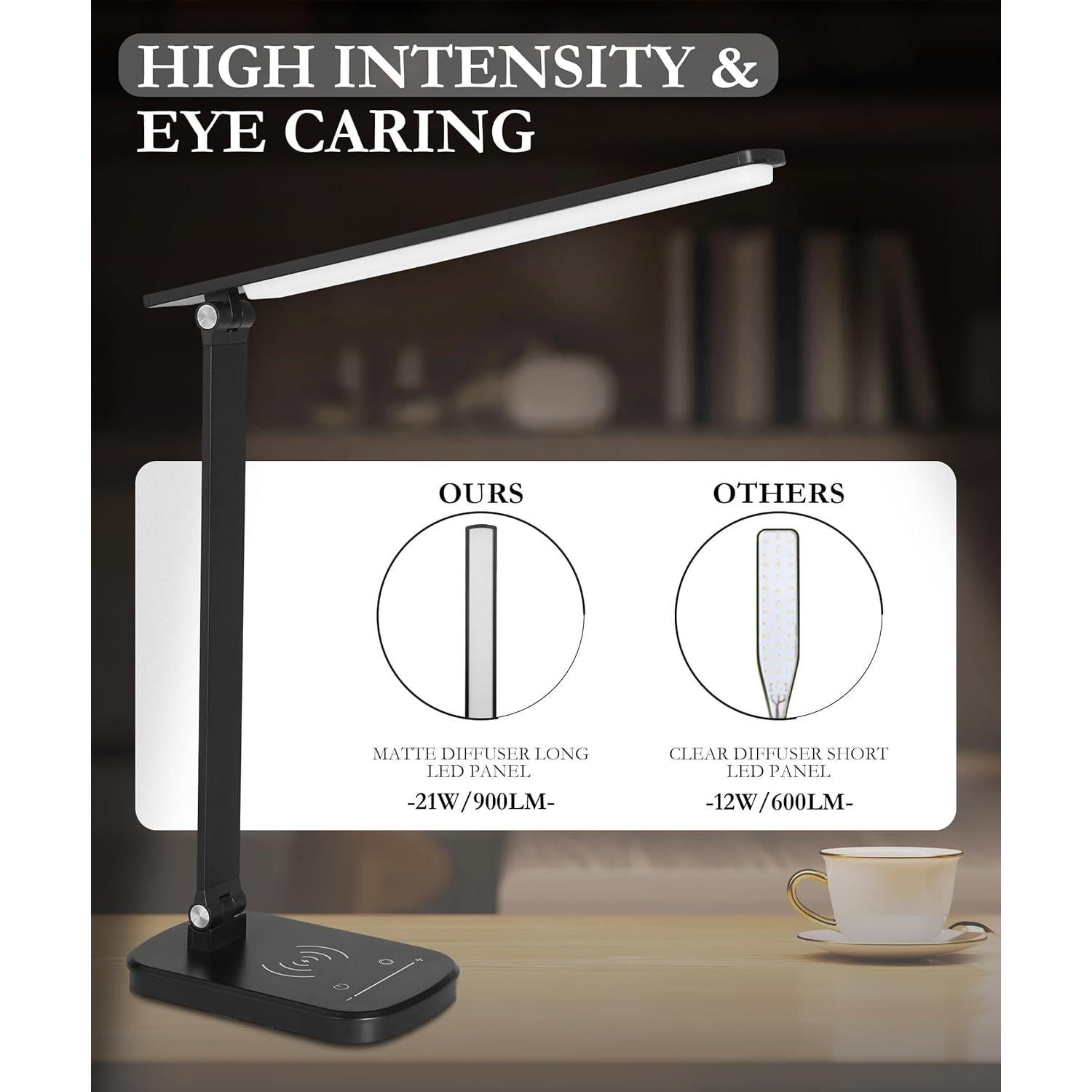 Lámpara de Escritorio LED Faithorse T02-BK 21W Carga Inalámbrica