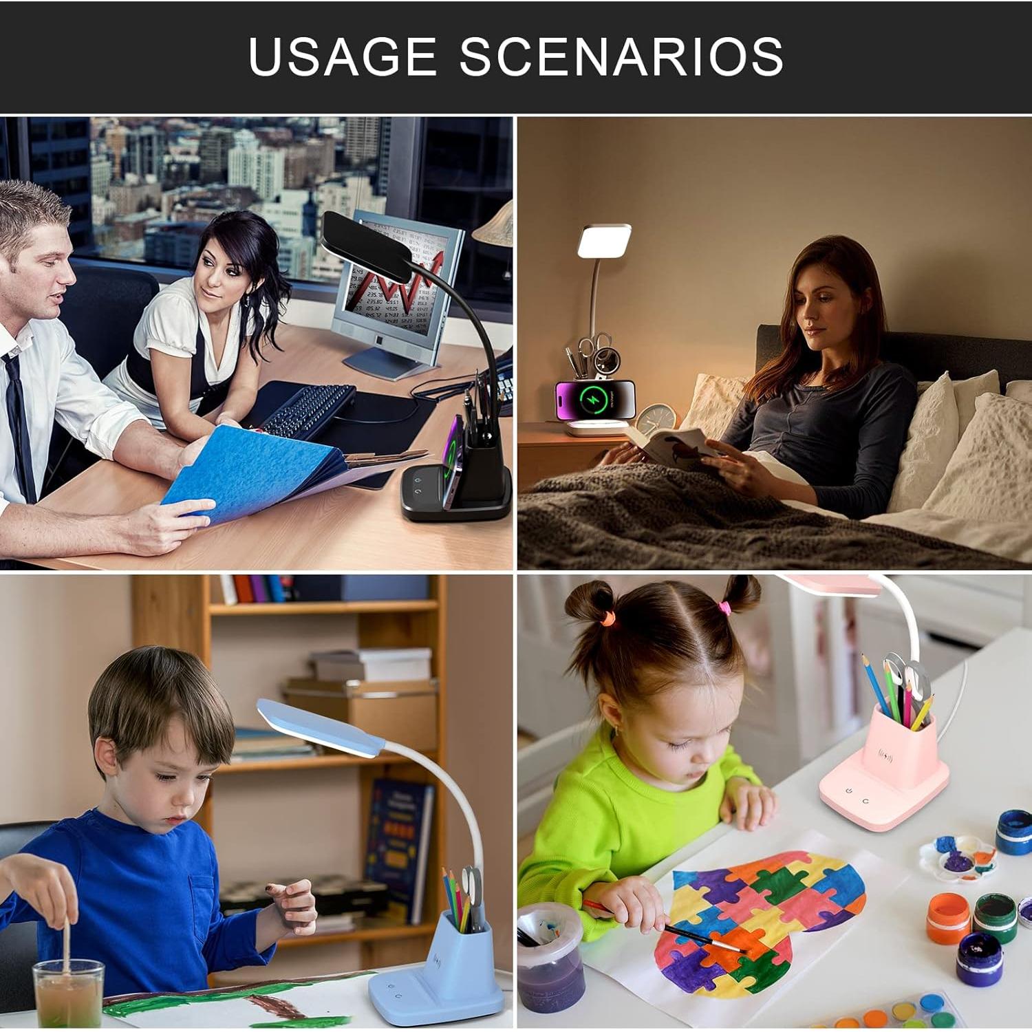 Lámpara de Escritorio LED Vicsoon con Cargador Inalámbrico 800LM