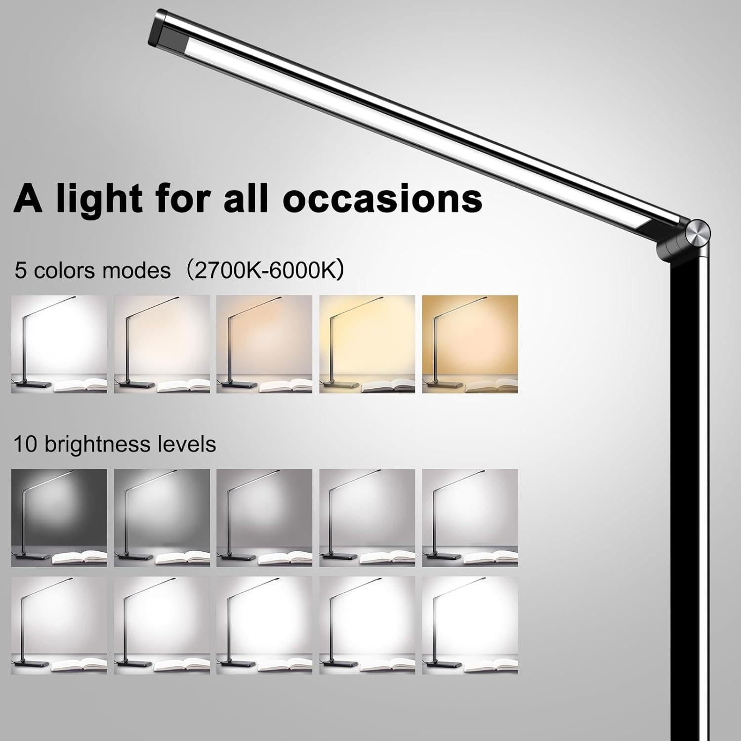 Lámpara de Escritorio LED AFROG 8 en 1 Cargador Inalámbrico 10W