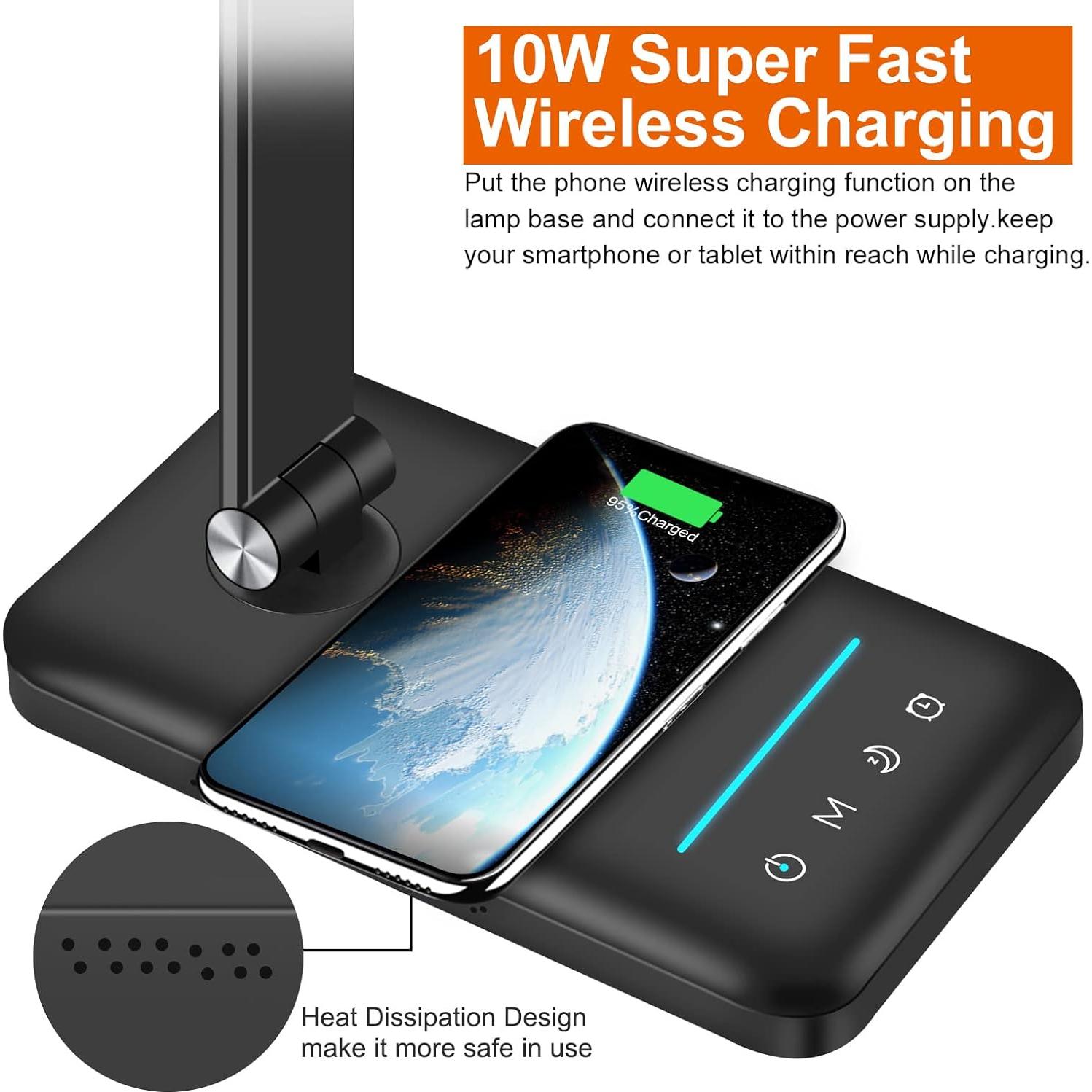 Lámpara de Escritorio LED AFROG 8 en 1 Cargador Inalámbrico 10W