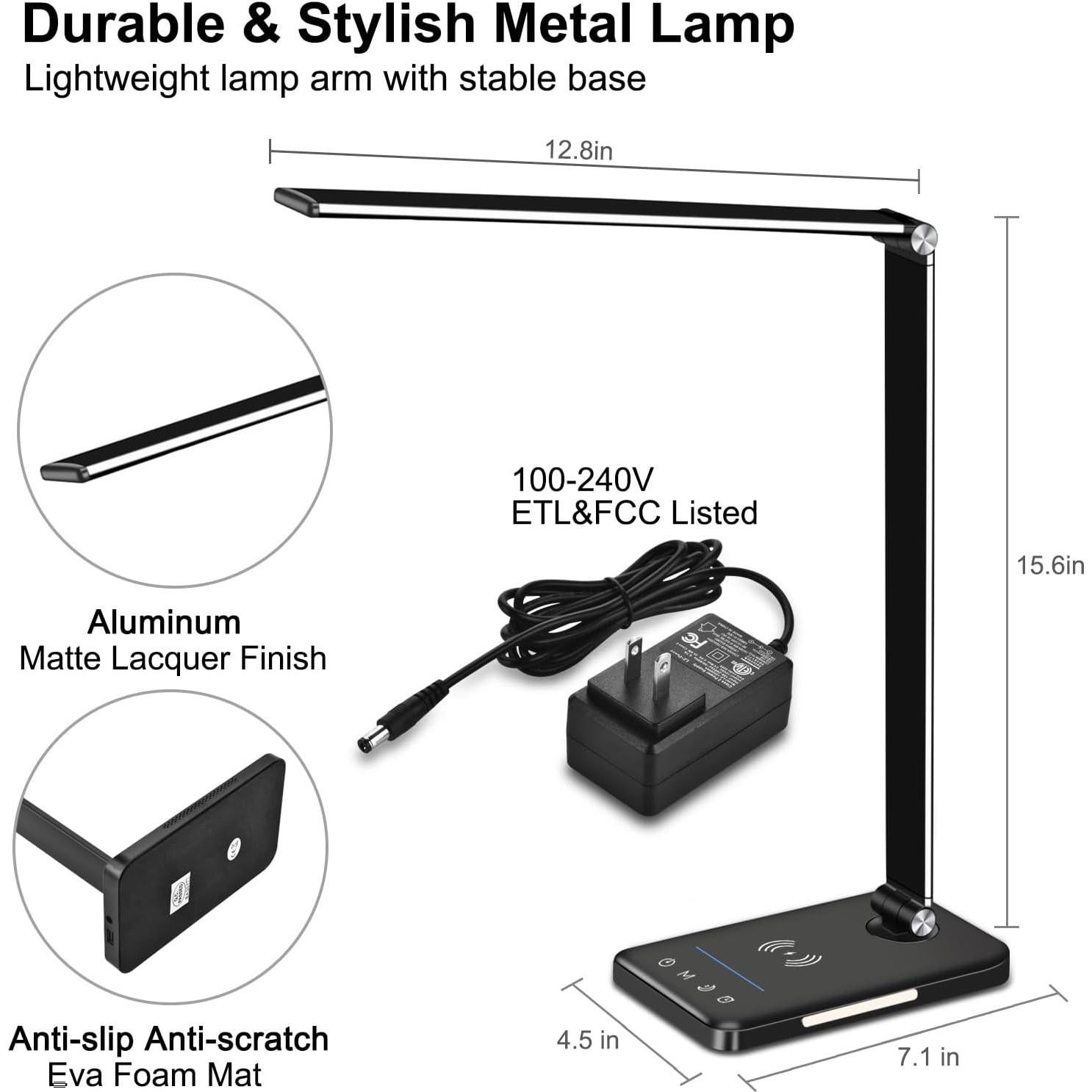 Lámpara de Escritorio LED AFROG 8 en 1 Cargador Inalámbrico 10W
