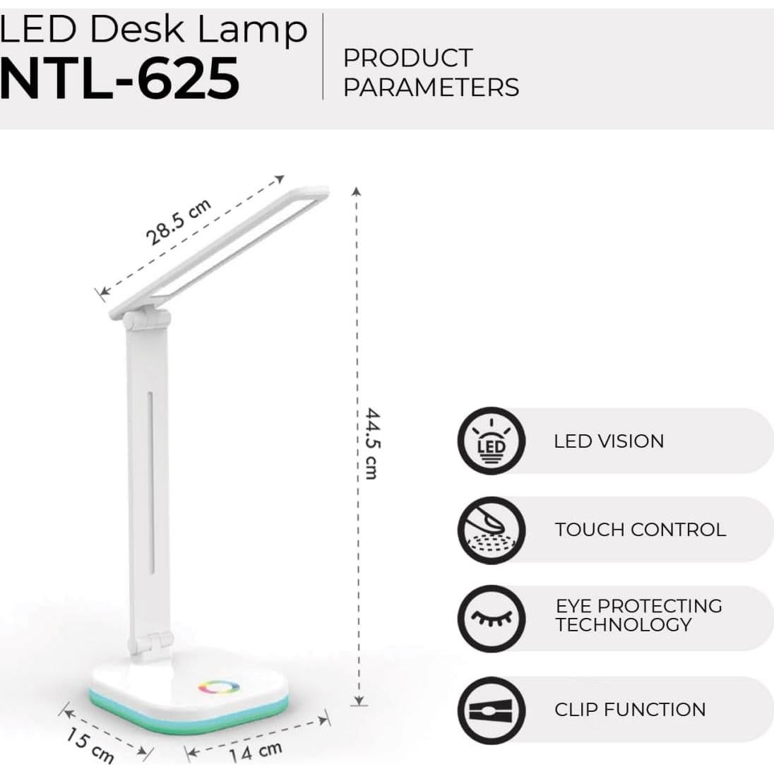 Lámpara de Escritorio LED Genérico NTL-625QI con Cargador Inalámbrico y USB