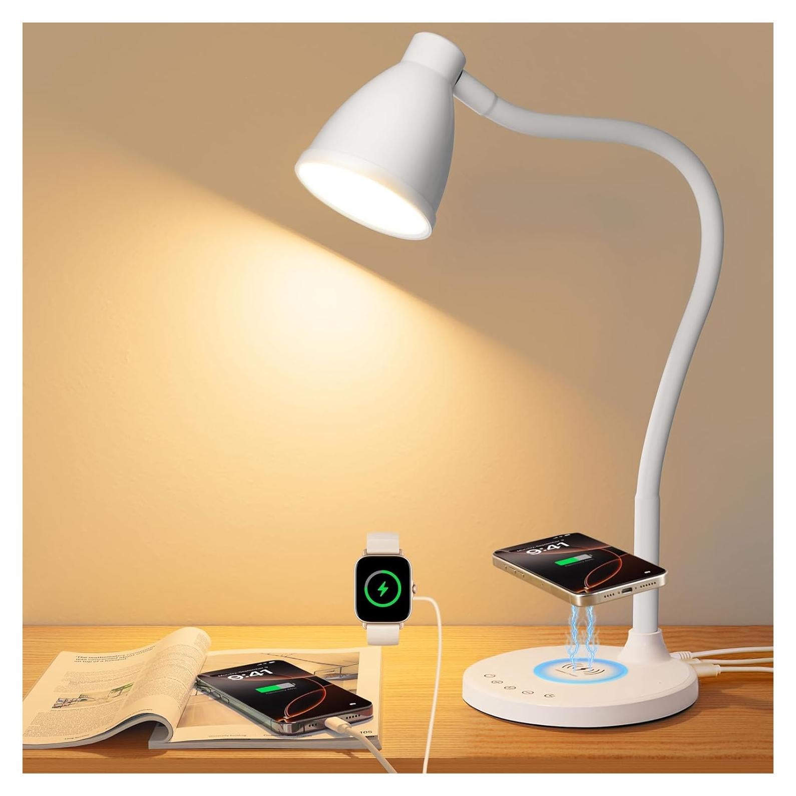 Lámpara de Escritorio BOHON LED Blanca con Carga USB y Táctil