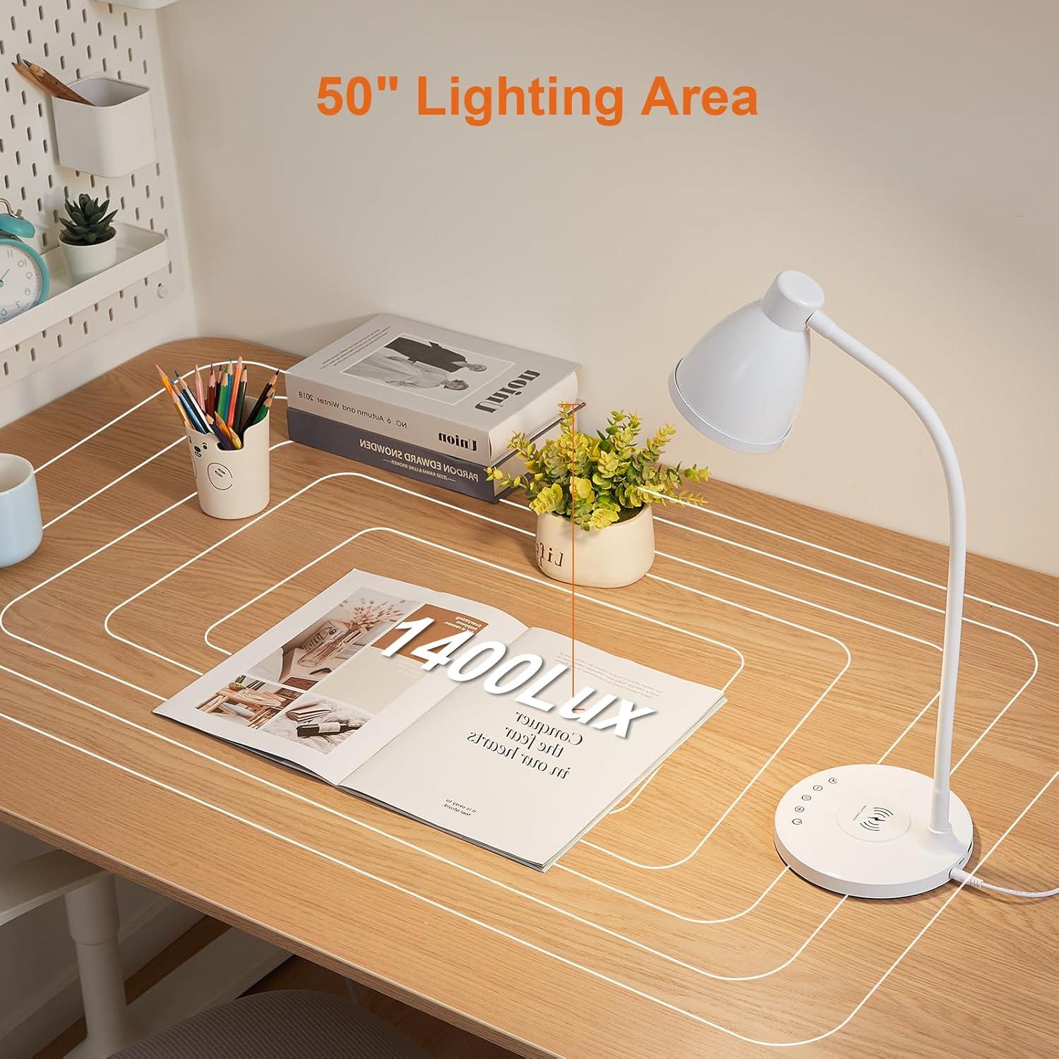 Lámpara de Escritorio BOHON LED Blanca con Carga USB y Táctil