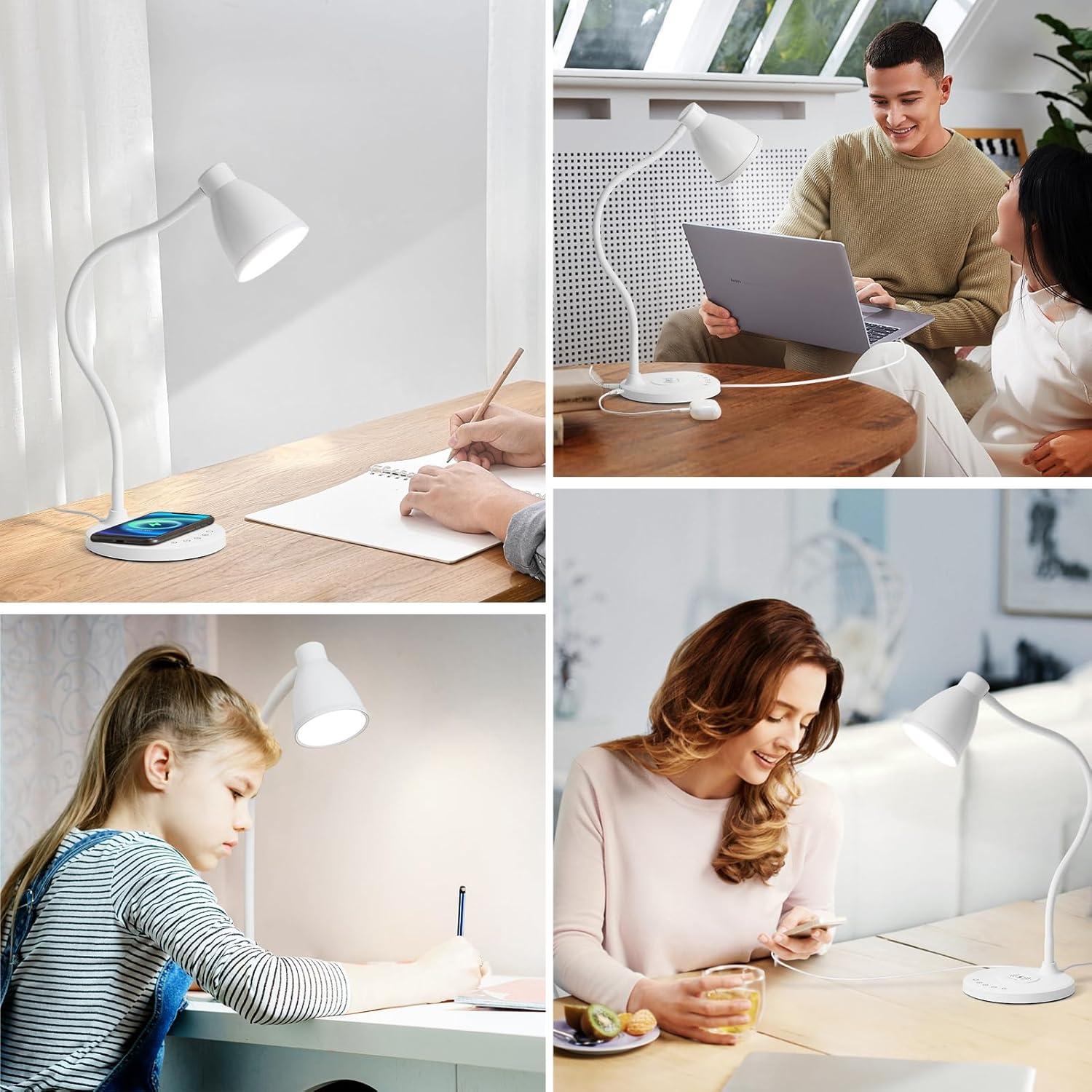 Lámpara de Escritorio BOHON LED Blanca con Carga USB y Táctil