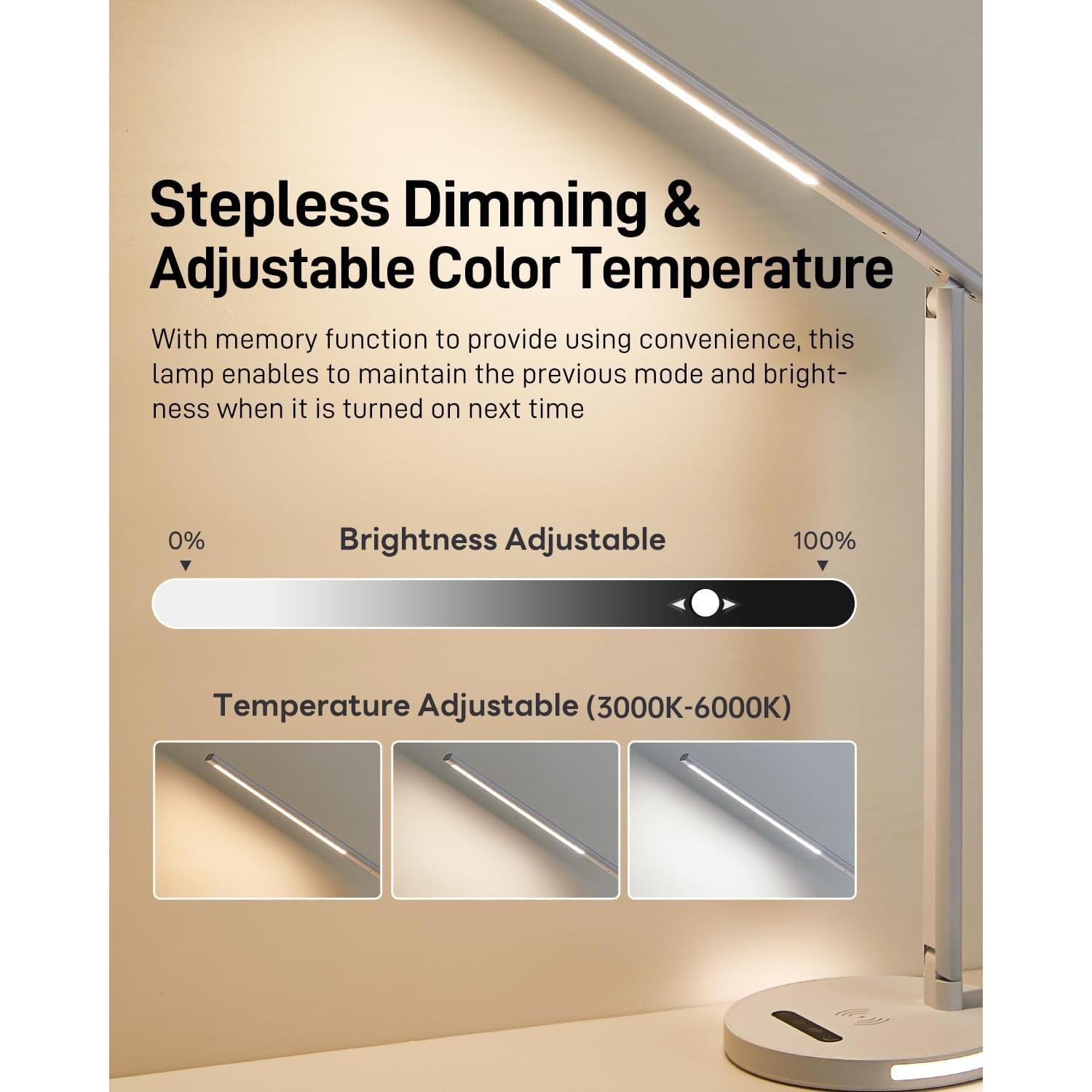 Lámpara de Escritorio LED PAK con Cargador Inalámbrico 38x16cm