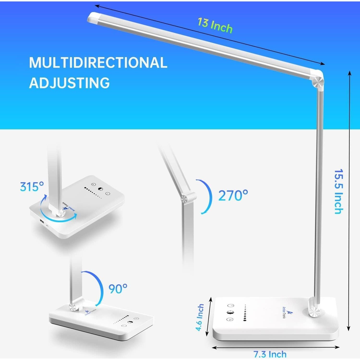 Lámpara de Escritorio LED Ambertronix AT-286 con Carga USB