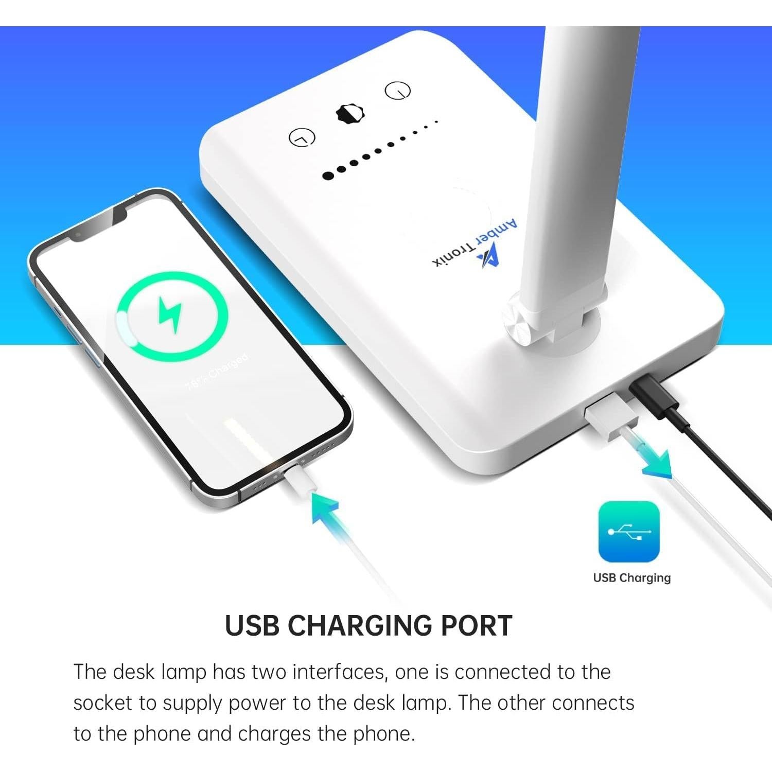 Lámpara de Escritorio LED Ambertronix AT-286 con Carga USB