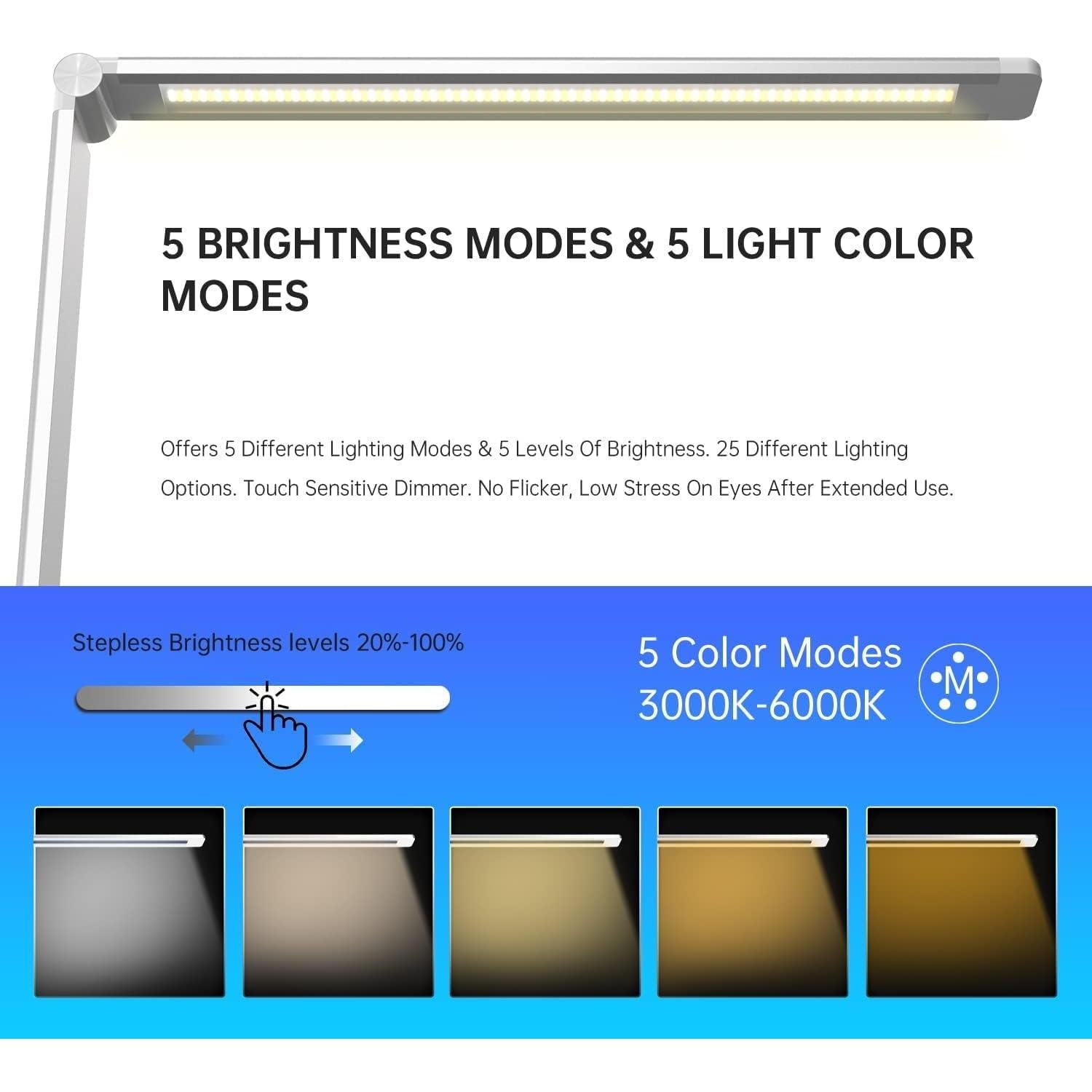 Lámpara de Escritorio LED Ambertronix AT-286 con Carga USB