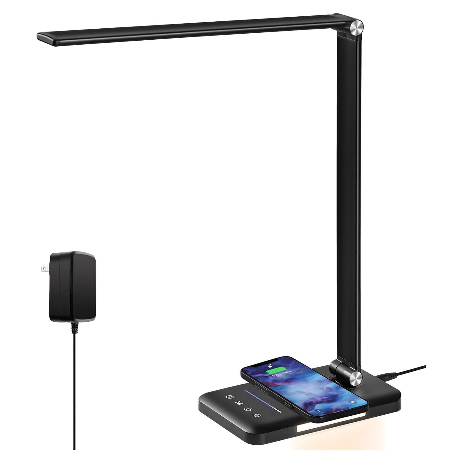 Lámpara de Escritorio LED HMFUNTM con Cargador Inalámbrico