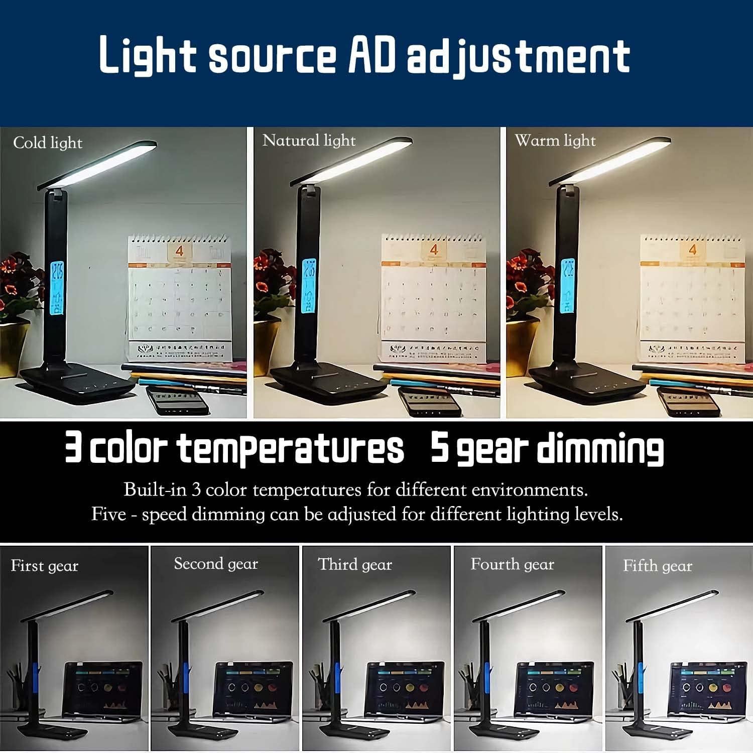 Lámpara de Escritorio LED M-Xeotei con Cargador Inalámbrico