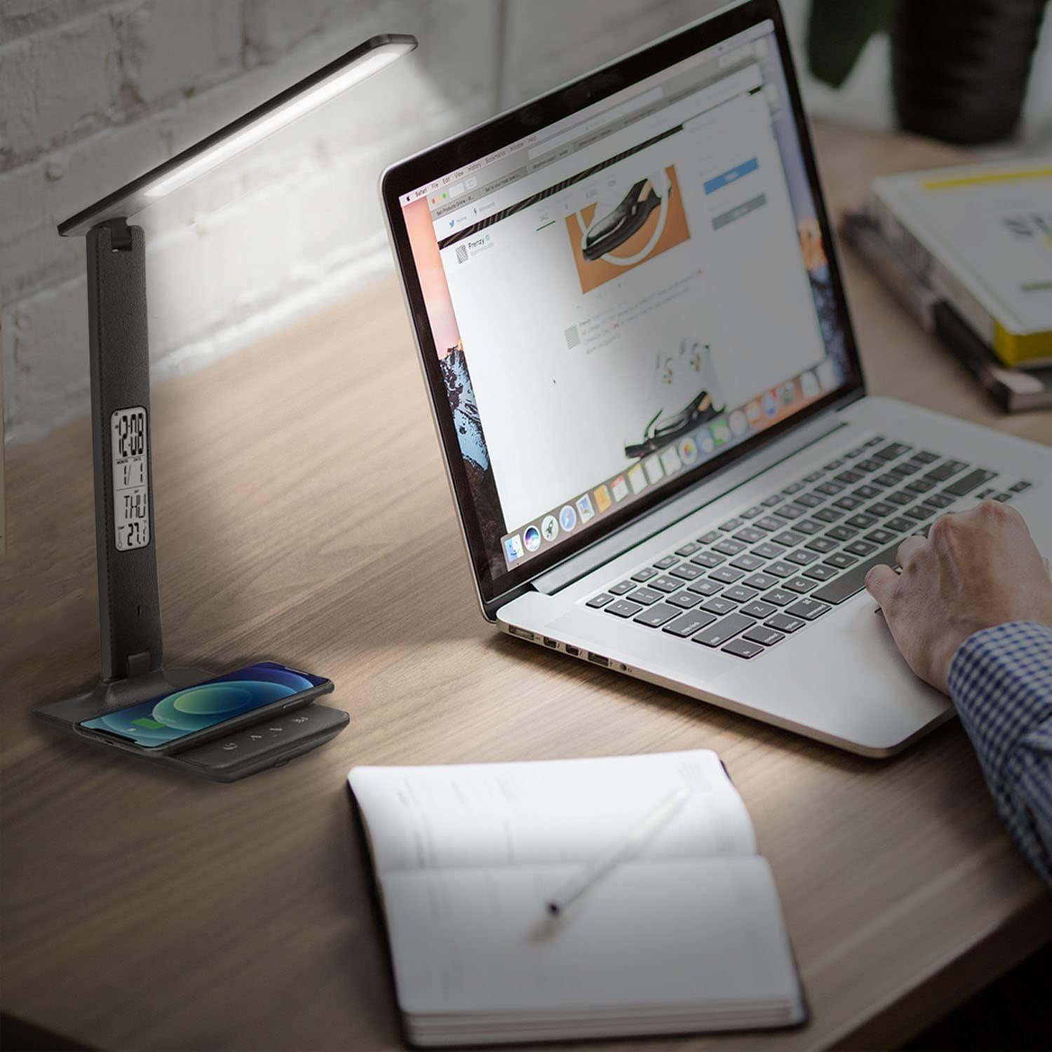 Lámpara de Escritorio LED M-Xeotei con Cargador Inalámbrico