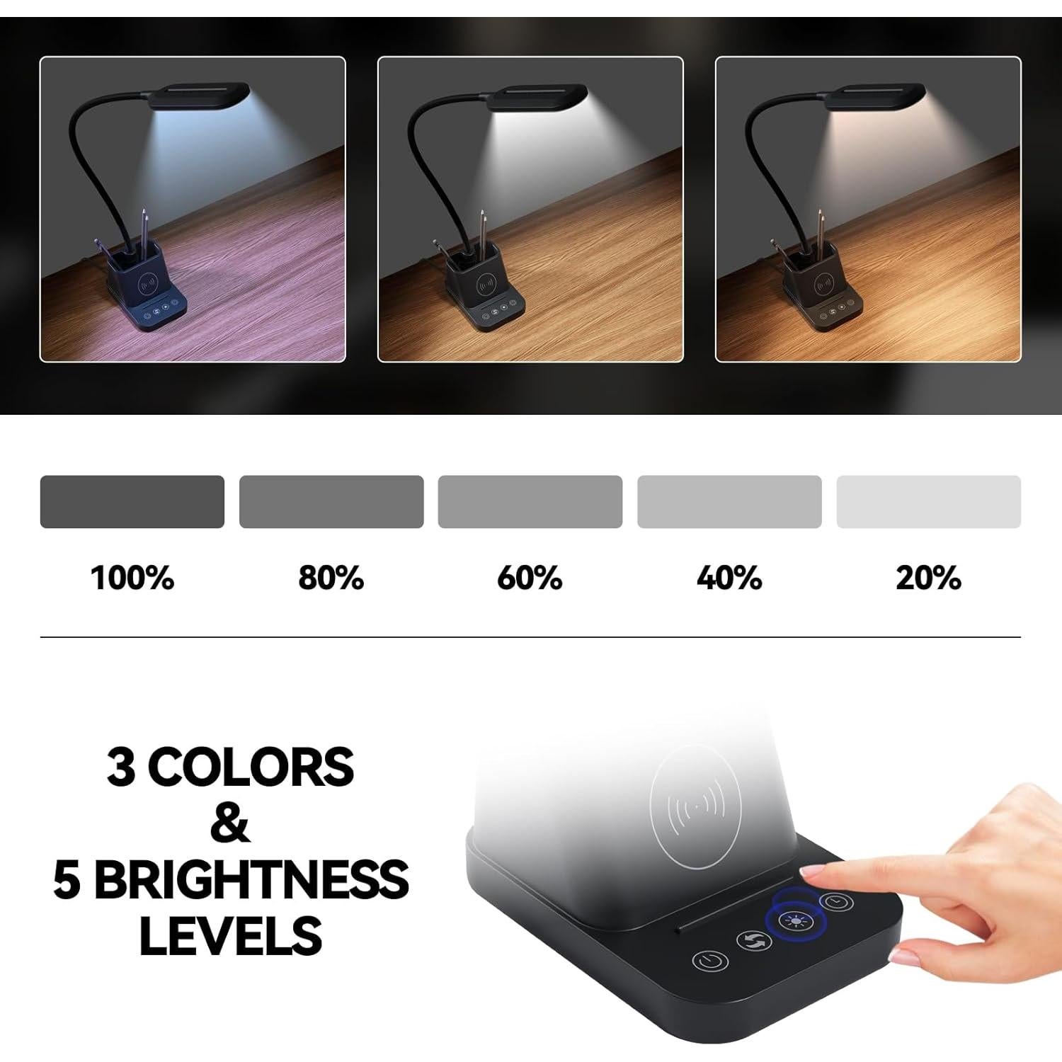 Lámpara de Escritorio LED AXX TW03 con Cargador Inalámbrico