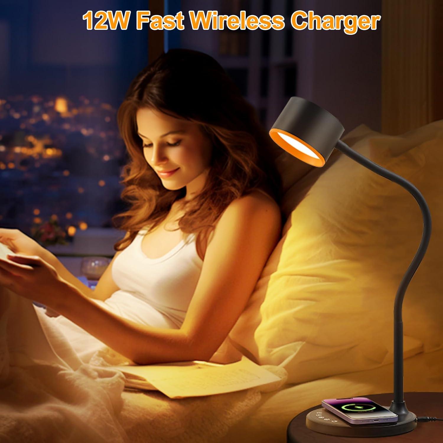 Lámpara de Escritorio LED LiFMIRA Negra con Cargador Inalámbrico