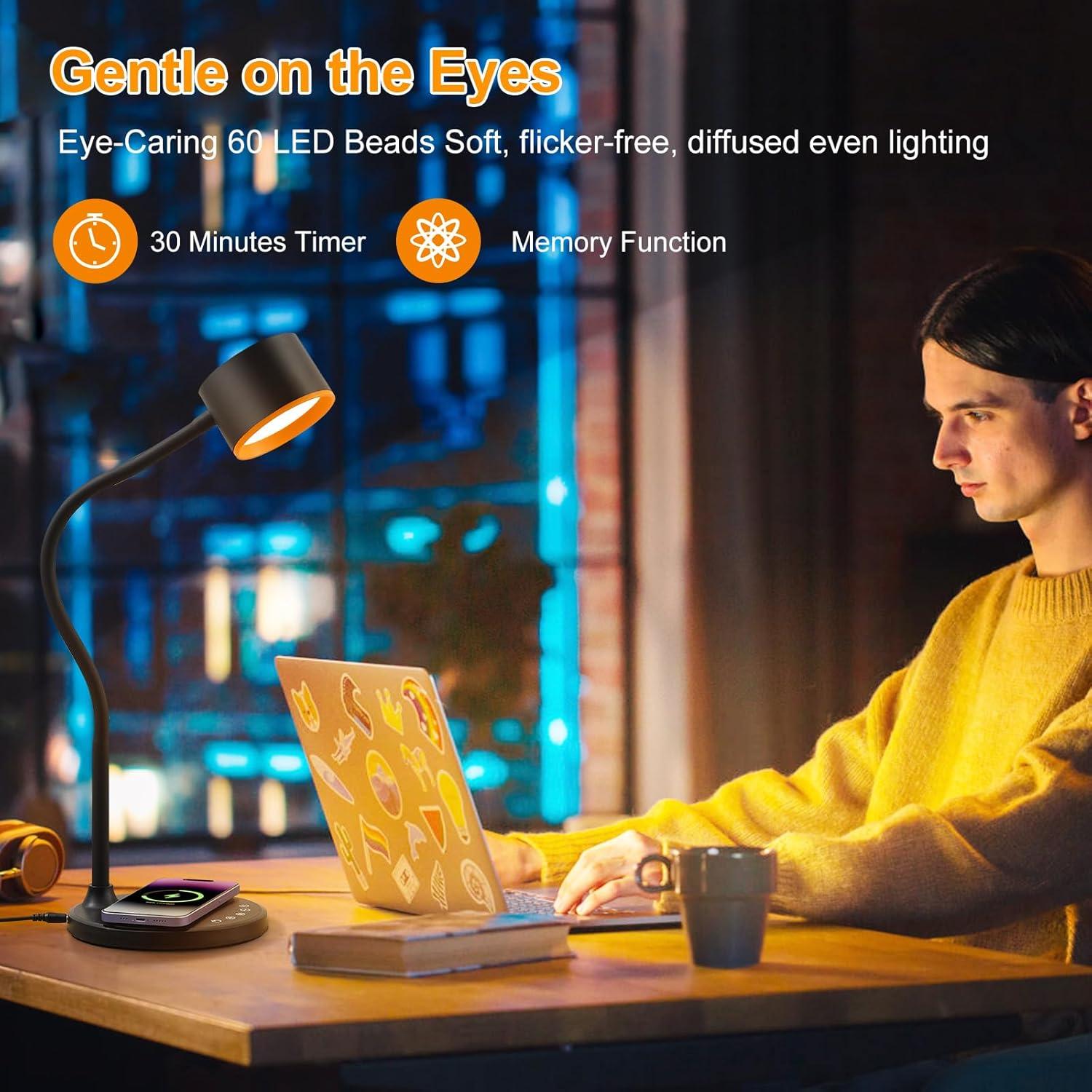 Lámpara de Escritorio LED LiFMIRA Negra con Cargador Inalámbrico