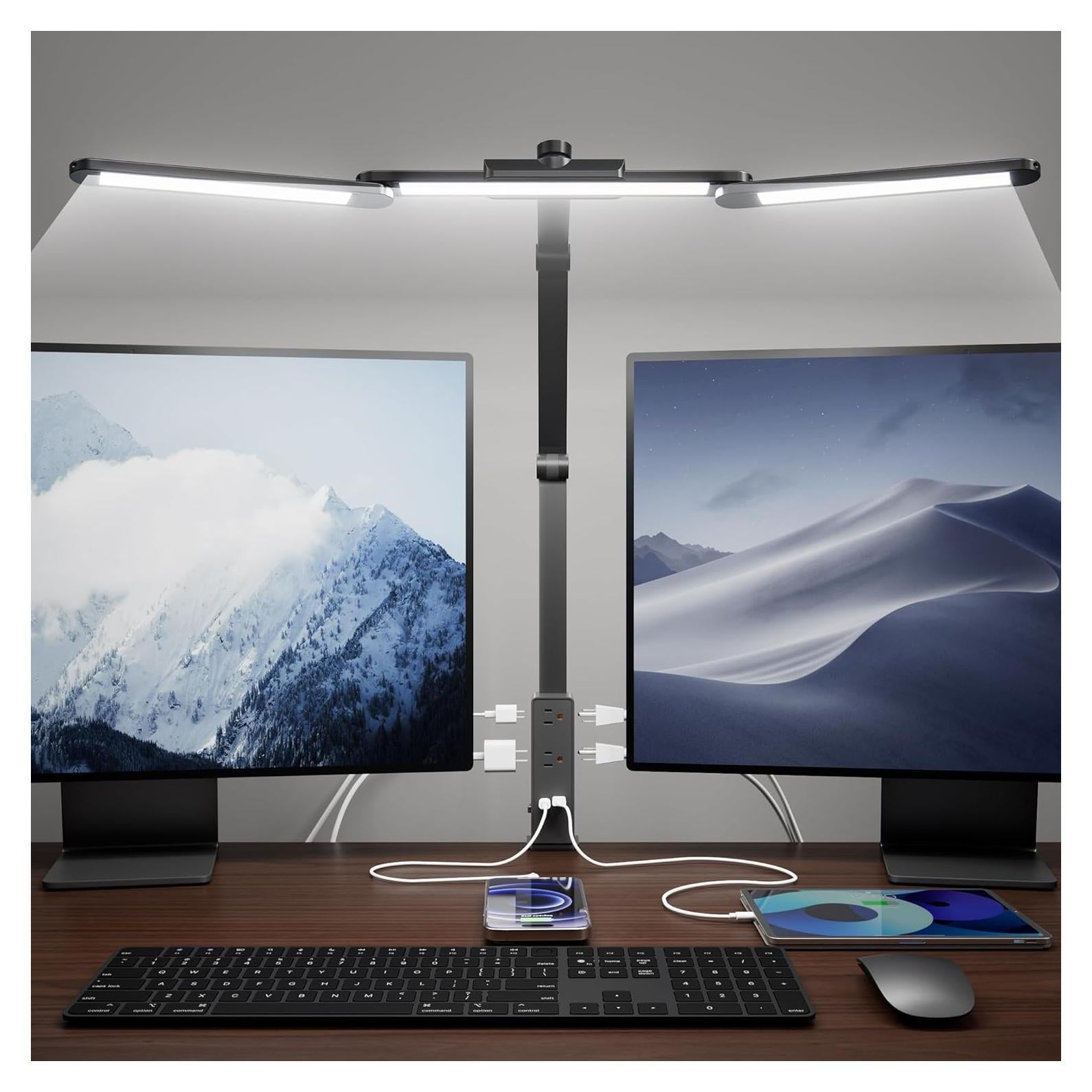 Lámpara de Escritorio LED SUPERDANNY con Regleta 6 Salidas USB-C