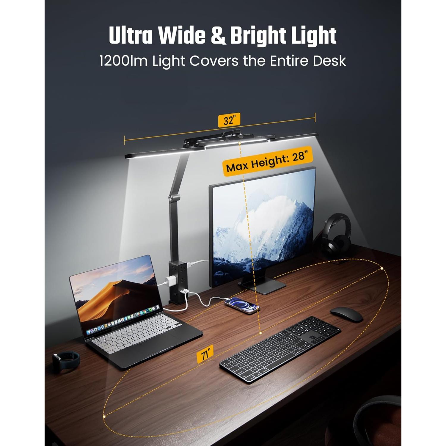 Lámpara de Escritorio LED SUPERDANNY con Regleta 6 Salidas USB-C