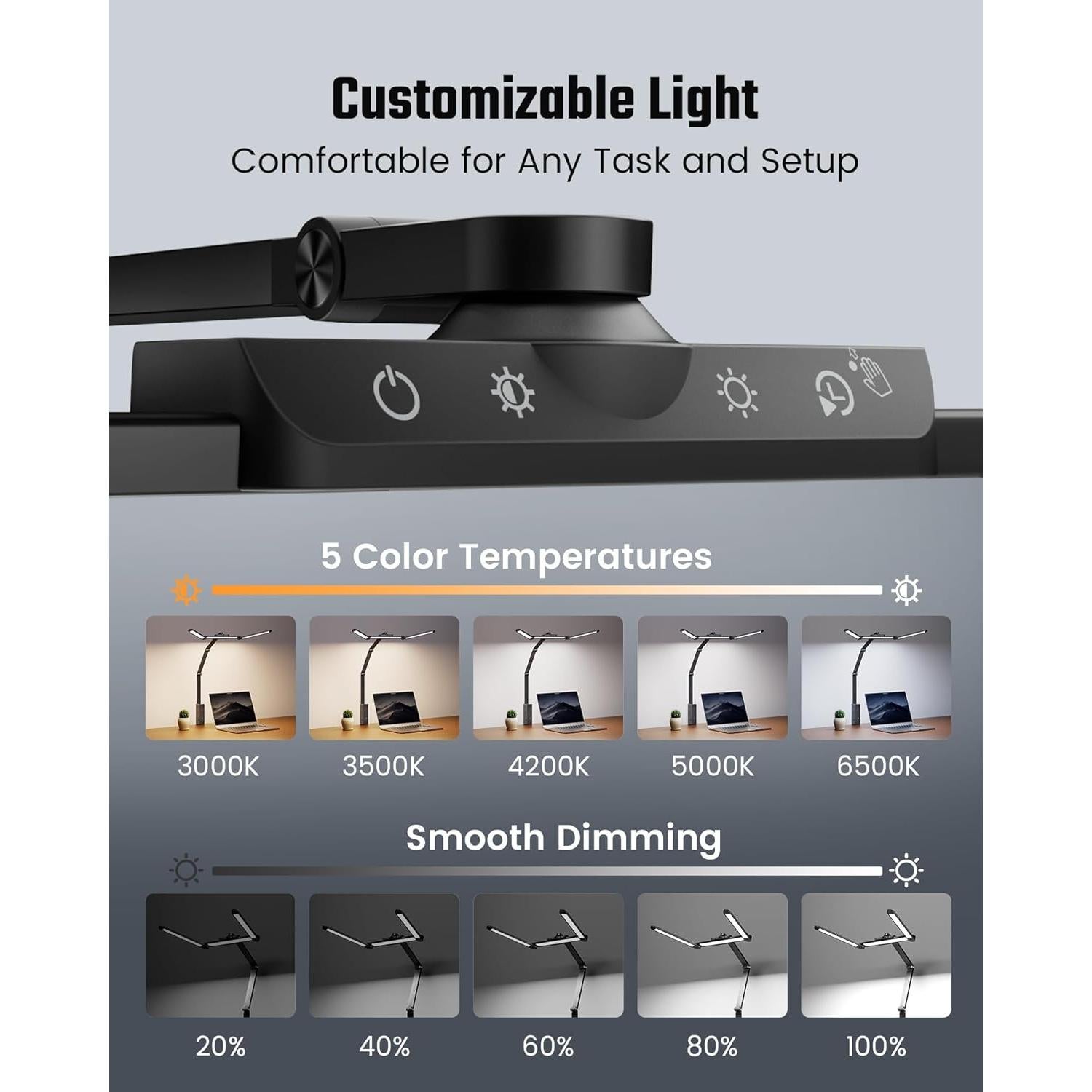 Lámpara de Escritorio LED SUPERDANNY con Regleta 6 Salidas USB-C