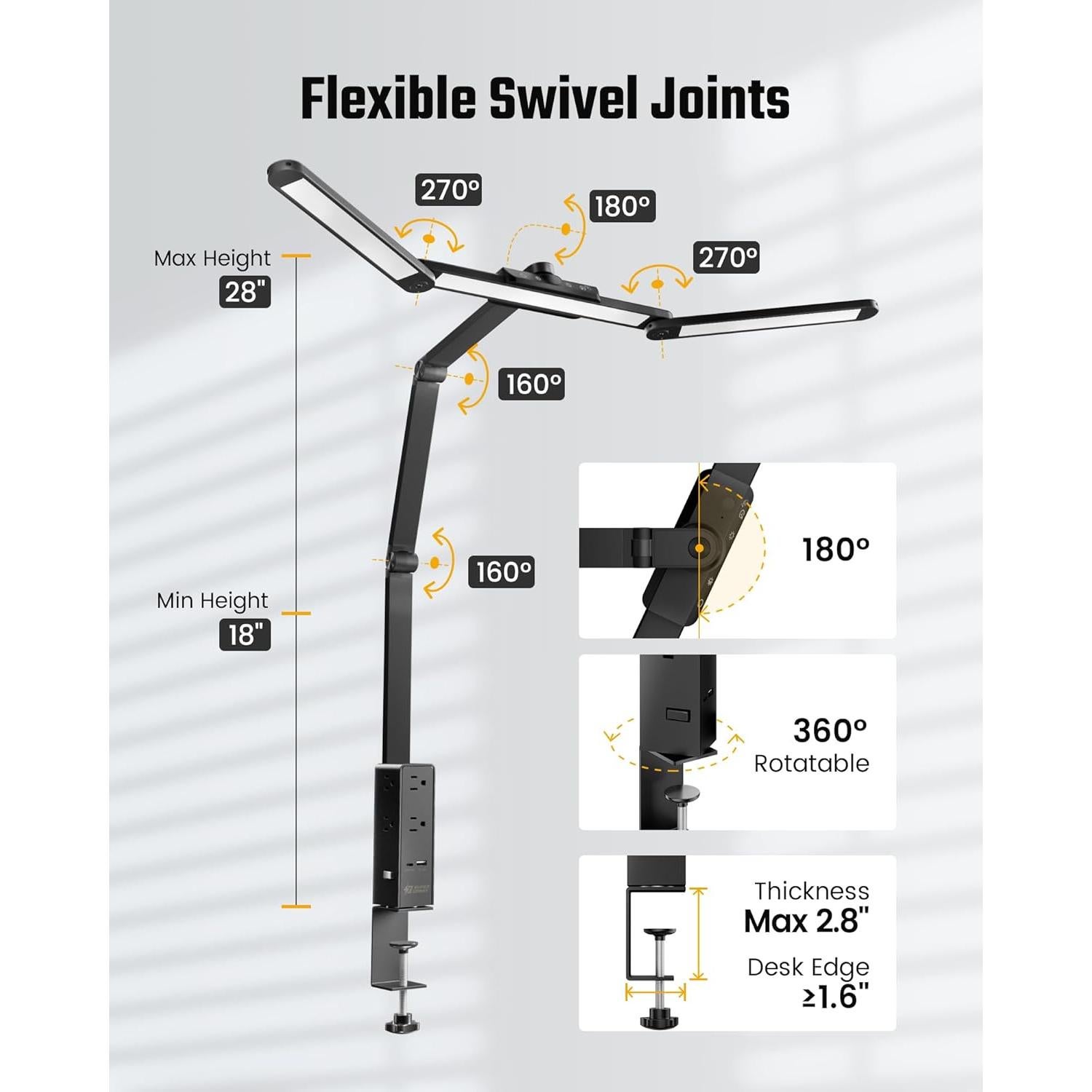 Lámpara de Escritorio LED SUPERDANNY con Regleta 6 Salidas USB-C
