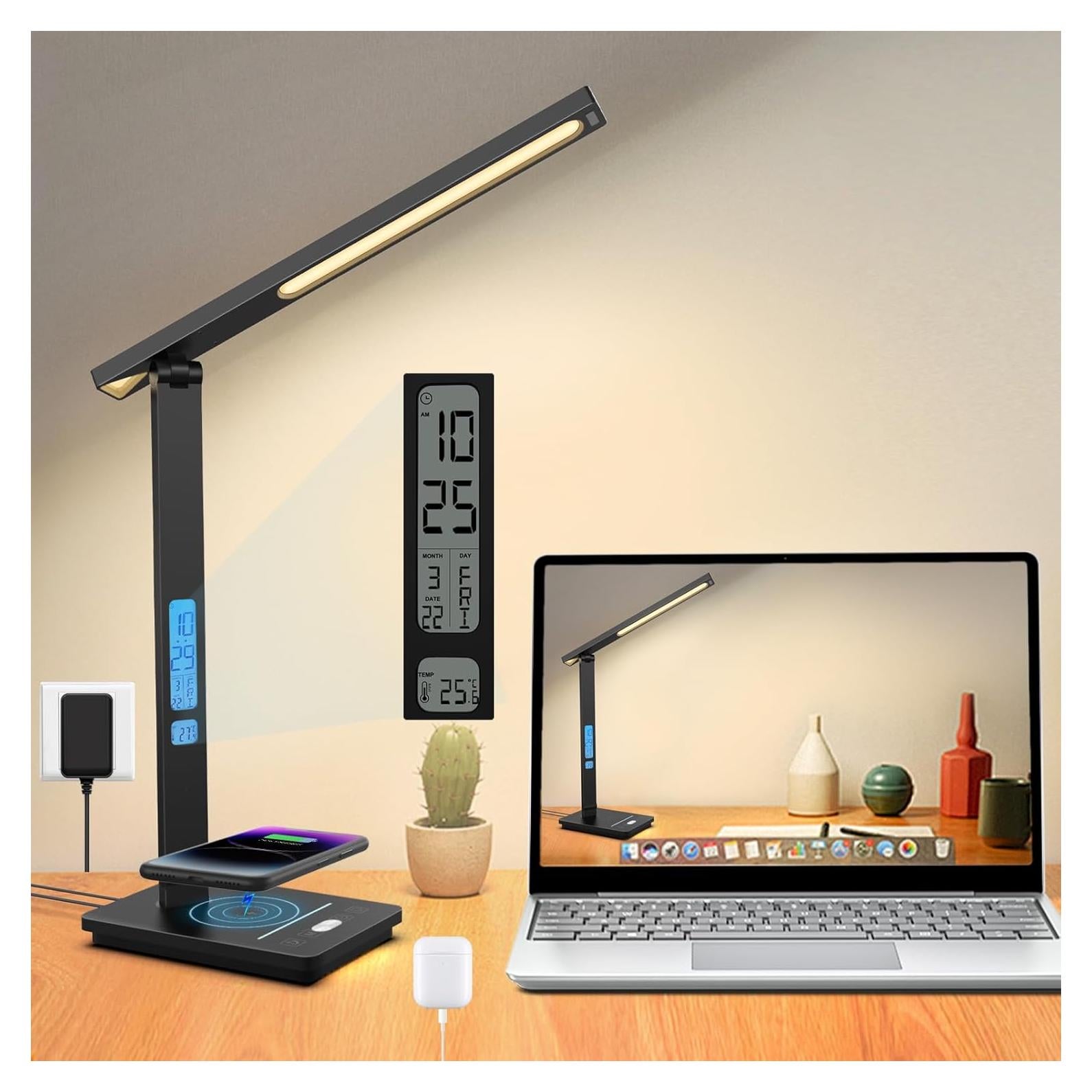 Lámpara de escritorio Oviouit 10 en 1 LED con cargador 10W