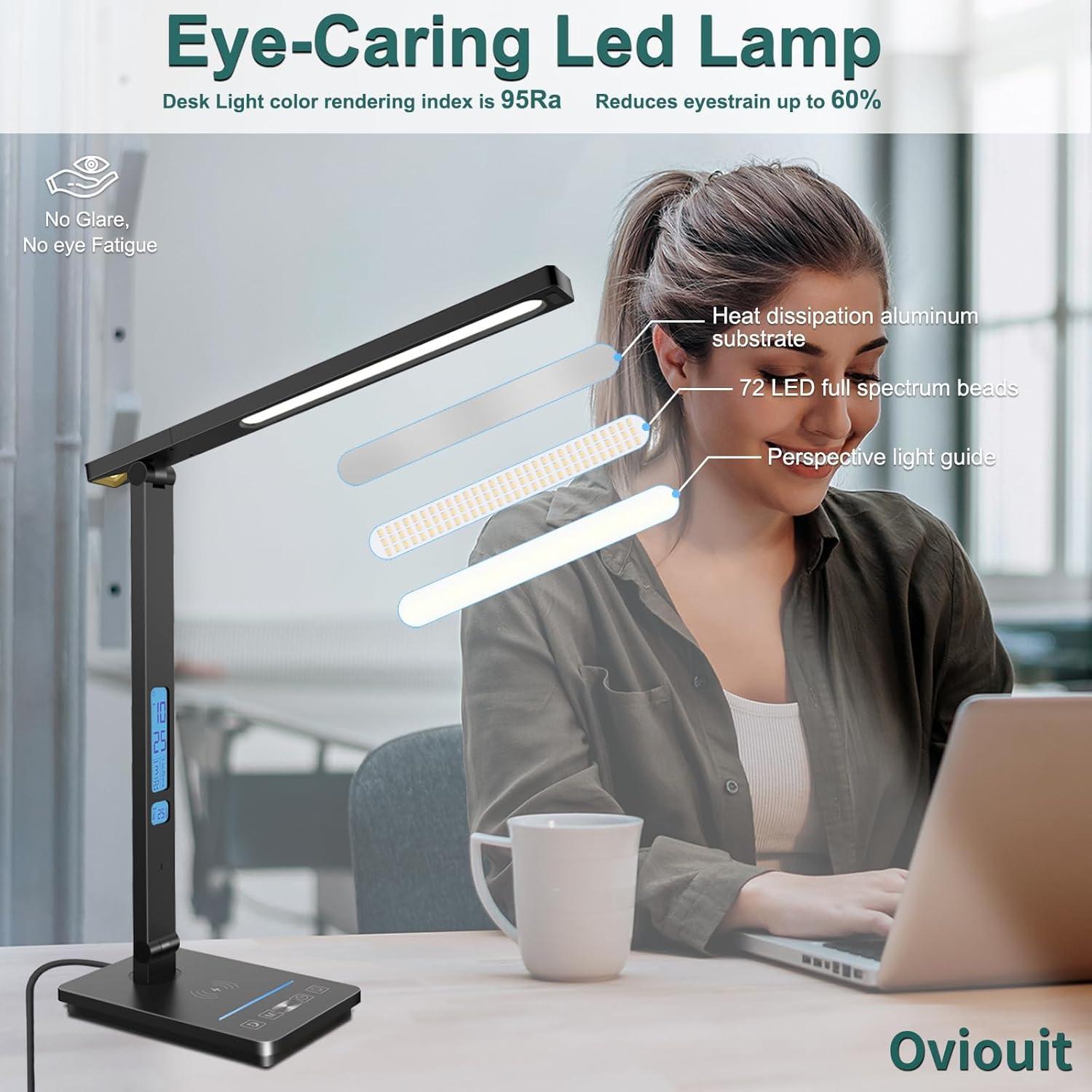 Lámpara de escritorio Oviouit 10 en 1 LED con cargador 10W