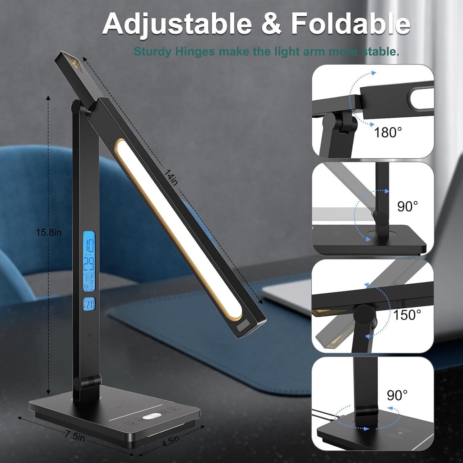 Lámpara de escritorio Oviouit 10 en 1 LED con cargador 10W