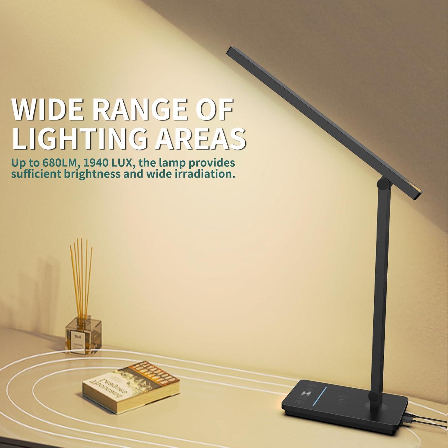 Lámpara de escritorio Oviouit 10 en 1 LED con cargador 10W