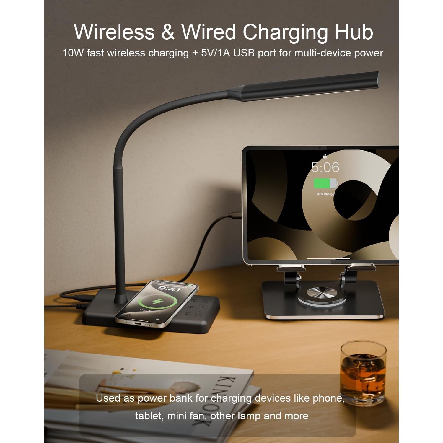 Lámpara de Escritorio LED MONGERY Ajustable con Carga Inalámbrica